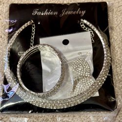 Sparkly Necklace And Earrings Set