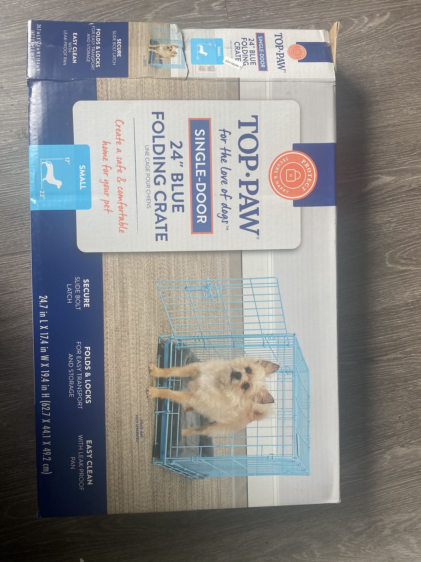 Top Paw 24in Blue Folding Crate