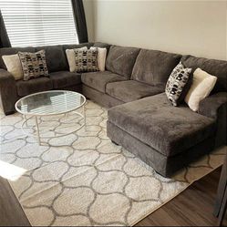 Huge Couch Smoke Color U Shaped Sectional With Chaise New 