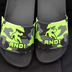 Lime Green and Black Size 5-6 Sandals