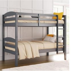  New Inbox Twin Over Twin Bunk Bed Gray Wood Mattress Not Included