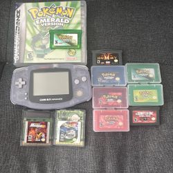 Game Boy Advance With 6 Pokemon Games (fake Cartridges)  And 4 Others