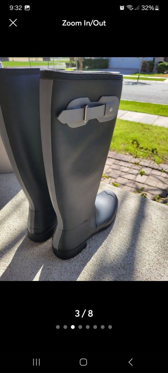 New Size 10 Womens Hinter Rubber Boots Original Tour Black Gray Nib