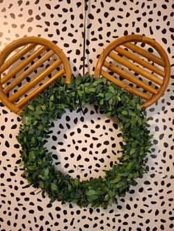 Boho Handmade Minnie Mickey Bamboo Greenery Wreath