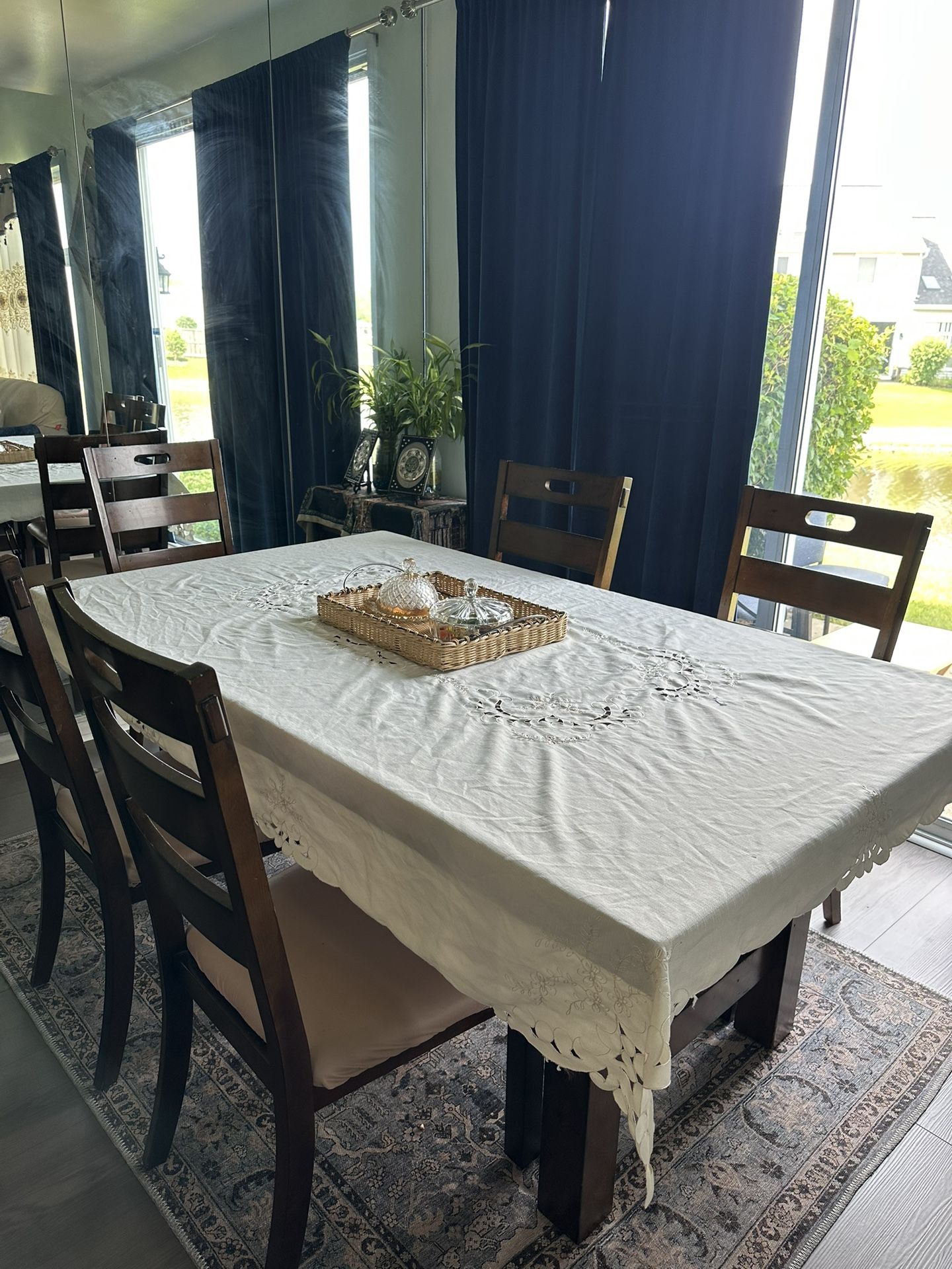 Wooden Dining Table With 6 Chairs
