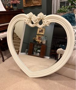 Vintage Disney Princess Fairytale White Heart Mirror