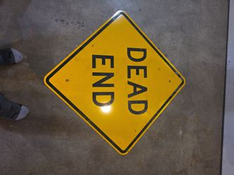 Dead End Diamond Road Sign Yellow Metal