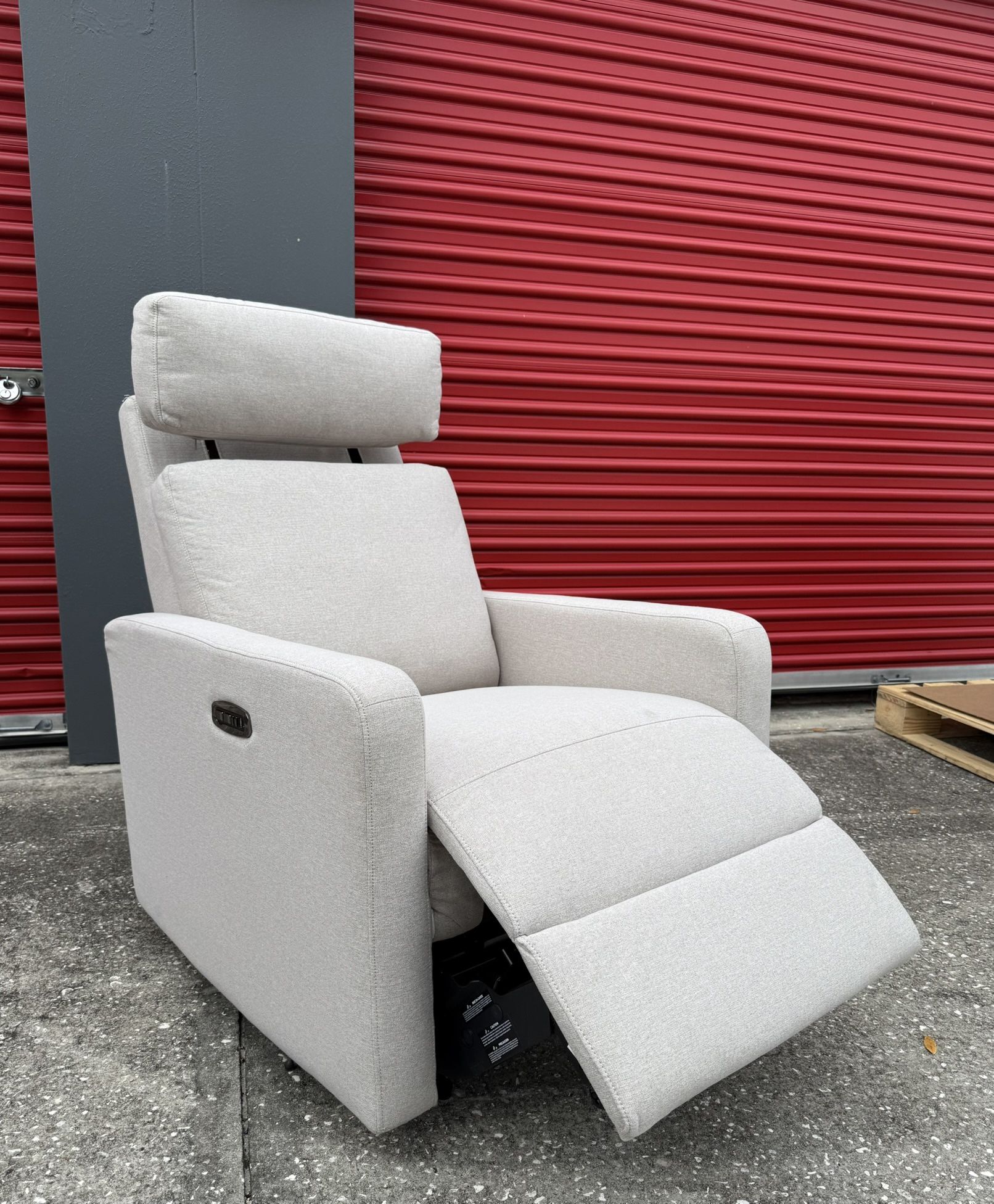 OUTLET | Tallula Fabric Power Glider Recliner with Power Headrest, Tan