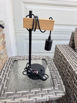 Industrial Desk Lamp, Vintage Edison Table Lamp with Solid Wood, Bedside Nightstand Lamp for Bedroom Office Living Room