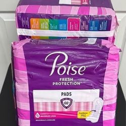 NEW Poise Fresh Protection Maximum Long 39 Pads per Pack $10 each 
