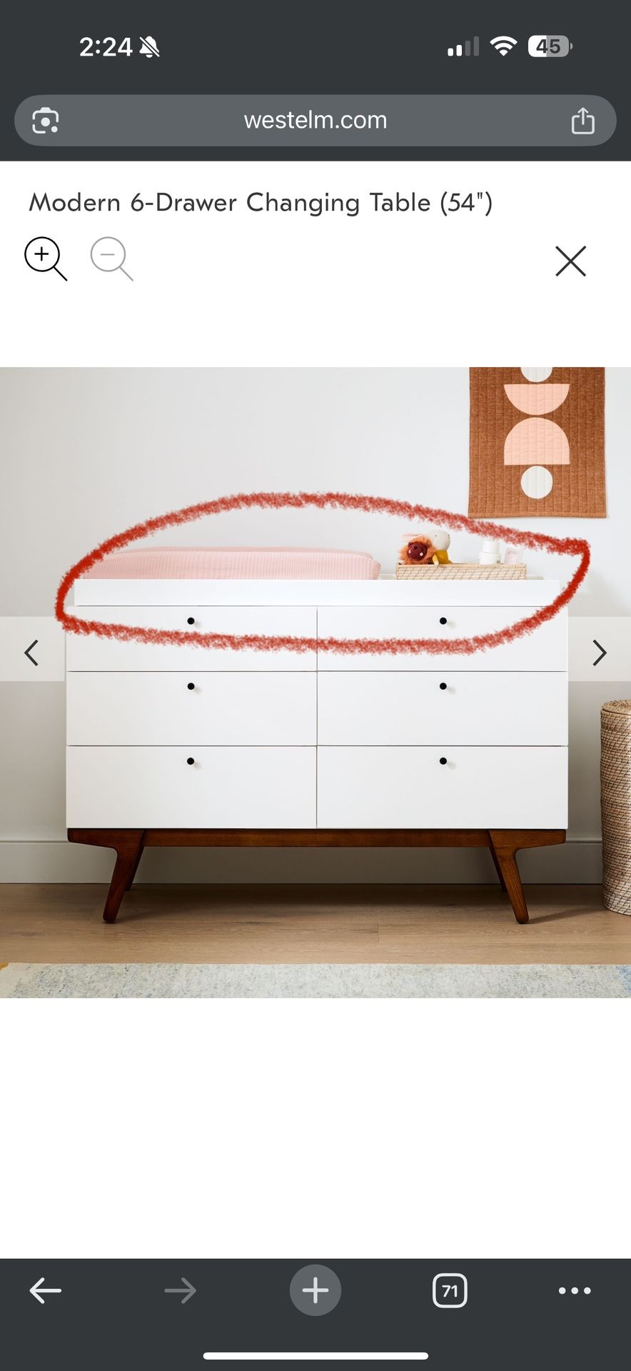 West elm Changing Table TOPPER ONLY