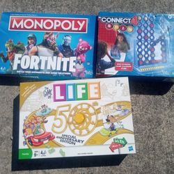 Lot Of 3 Boardgames Monopoly,Life