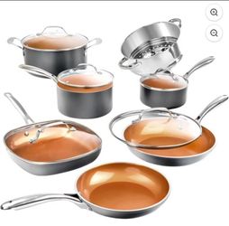 Gotham Steel 12Pc Pots and Pans Set Non Stick, Ceramic Cookware Set, Nonstick, Nontoxic, Oven & Dishwasher Safe, Stay Cool Handles Ceramic Cookware Se
