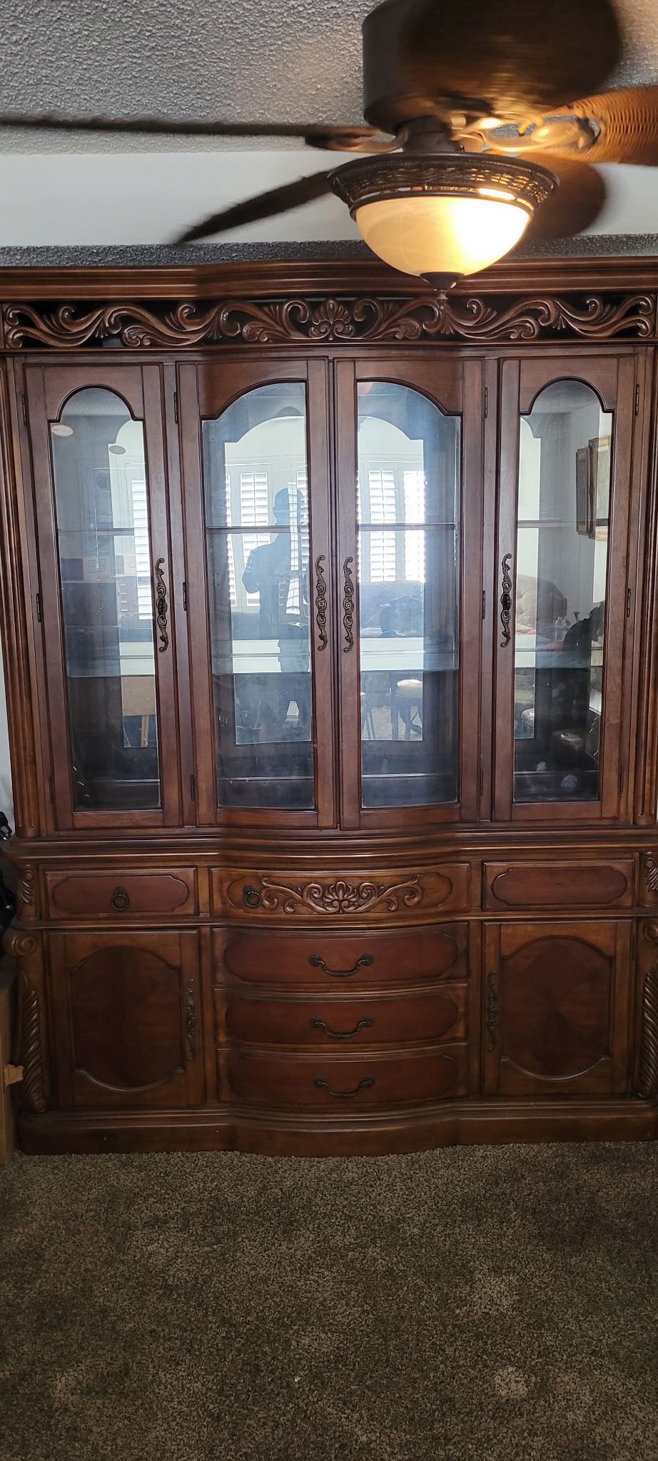 Wood China Cabinet With Glass Shelves