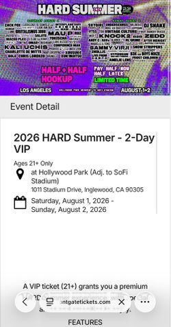 Hard Summer VIP TIX