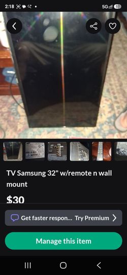 Samsung 32" TV with Remote and Wall Mount