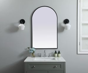 Elegant Decor Ayra Metal Frame Arch Wall Mirror Wrought Iron Black 24x40