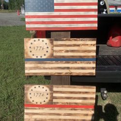 Rustic wooden, Veteran made flags for wall hanging