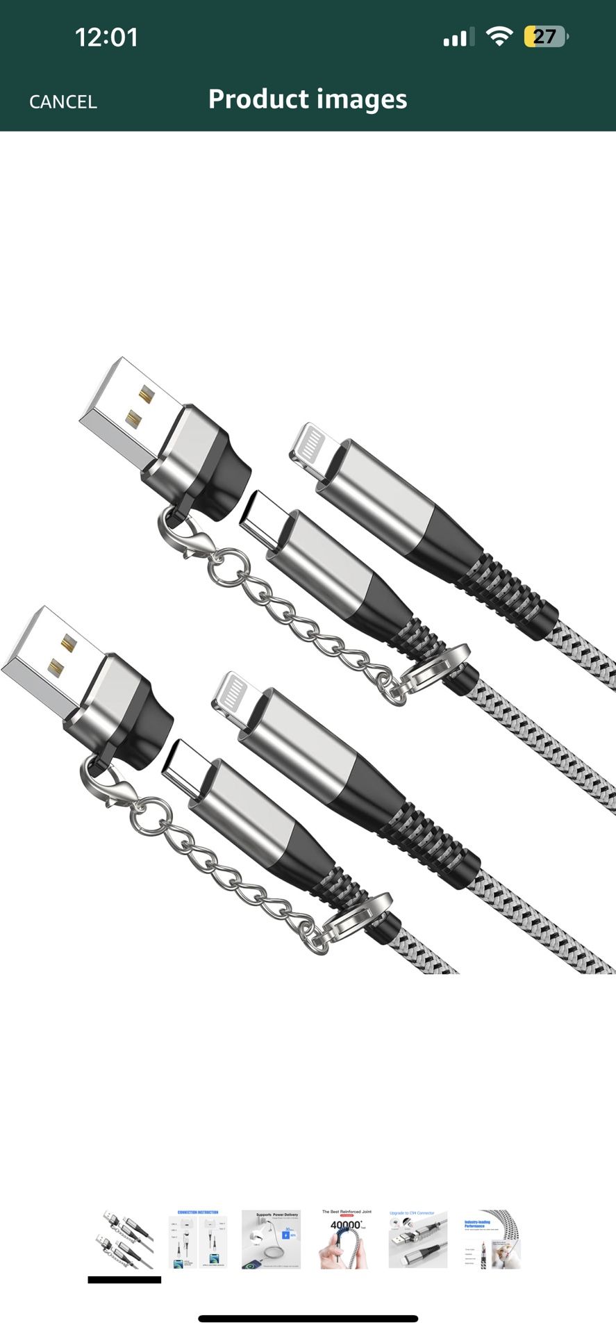 2 Pack 6 ft iPhone Cable