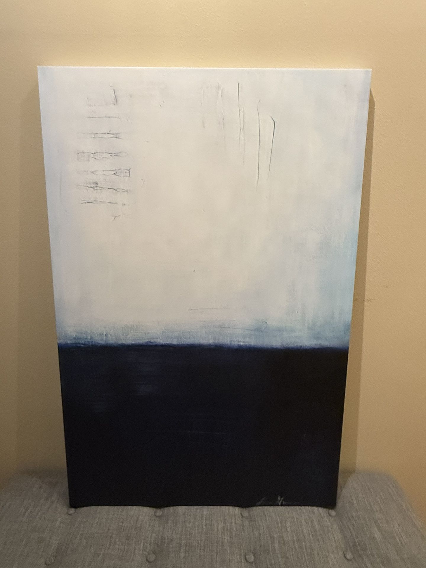 Great Big Canvas 48x32 Abstract Horizon Art Navy & White Modern Wall Decor