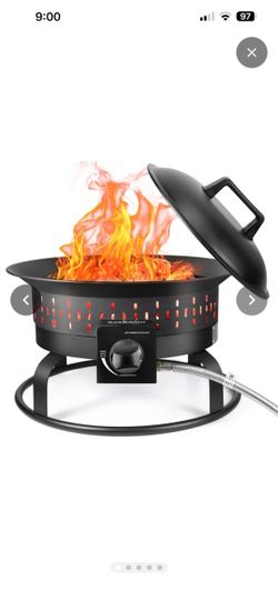 Outdoor Portable Propane Fire Pit, 19-Inch,60,000 BTU with Cover&Carry Kit,Camping Propane Fire Pits,Gas Firebowl,Portable Gas Fire Pit for Outside Pa