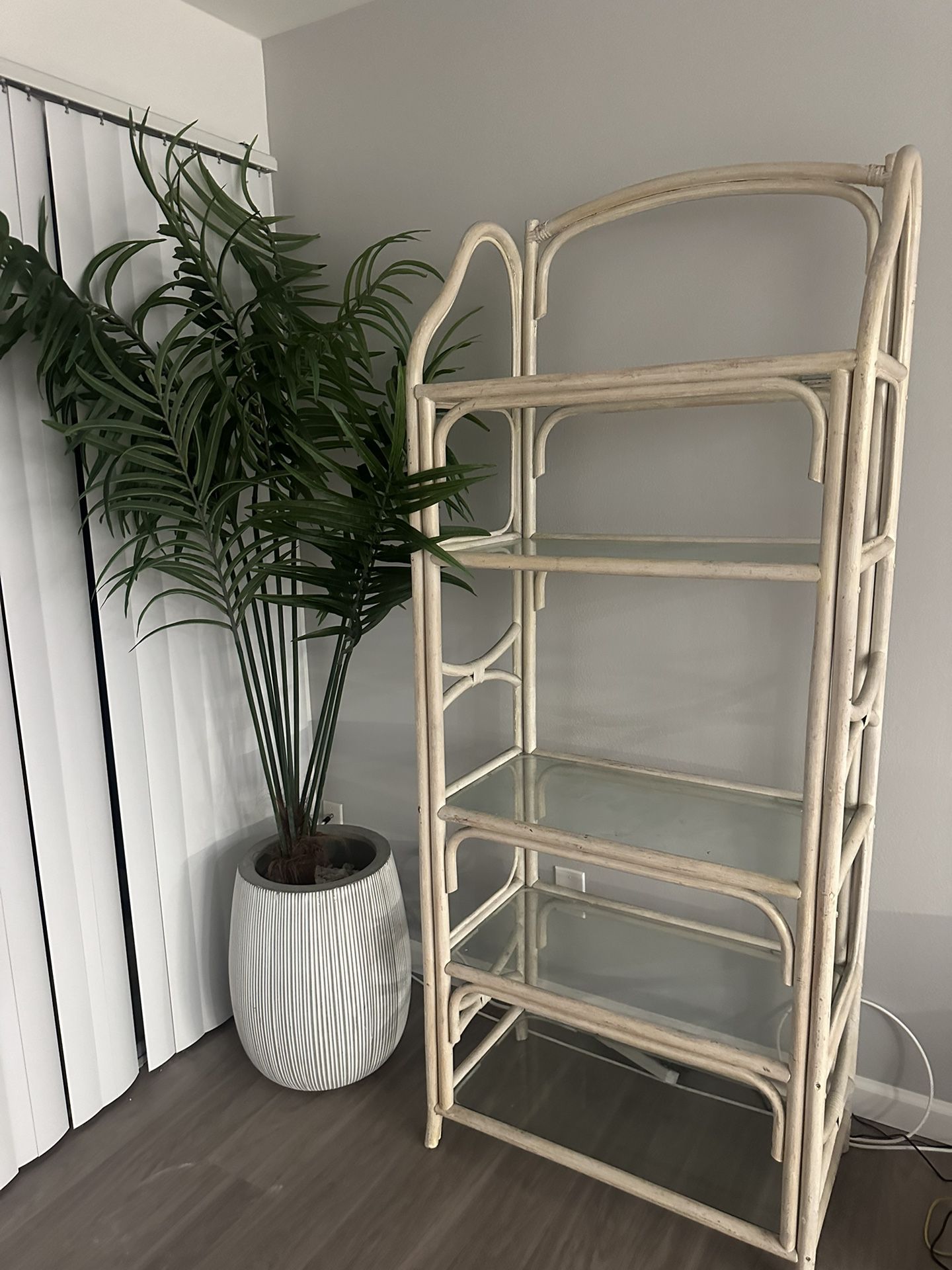 5 Piece Bamboo Shelf And Plant