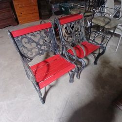 3 Wrought Iron Bench Chairs