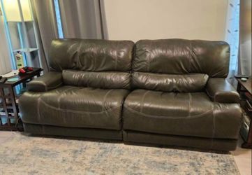Power Reclining Gray Leather couch