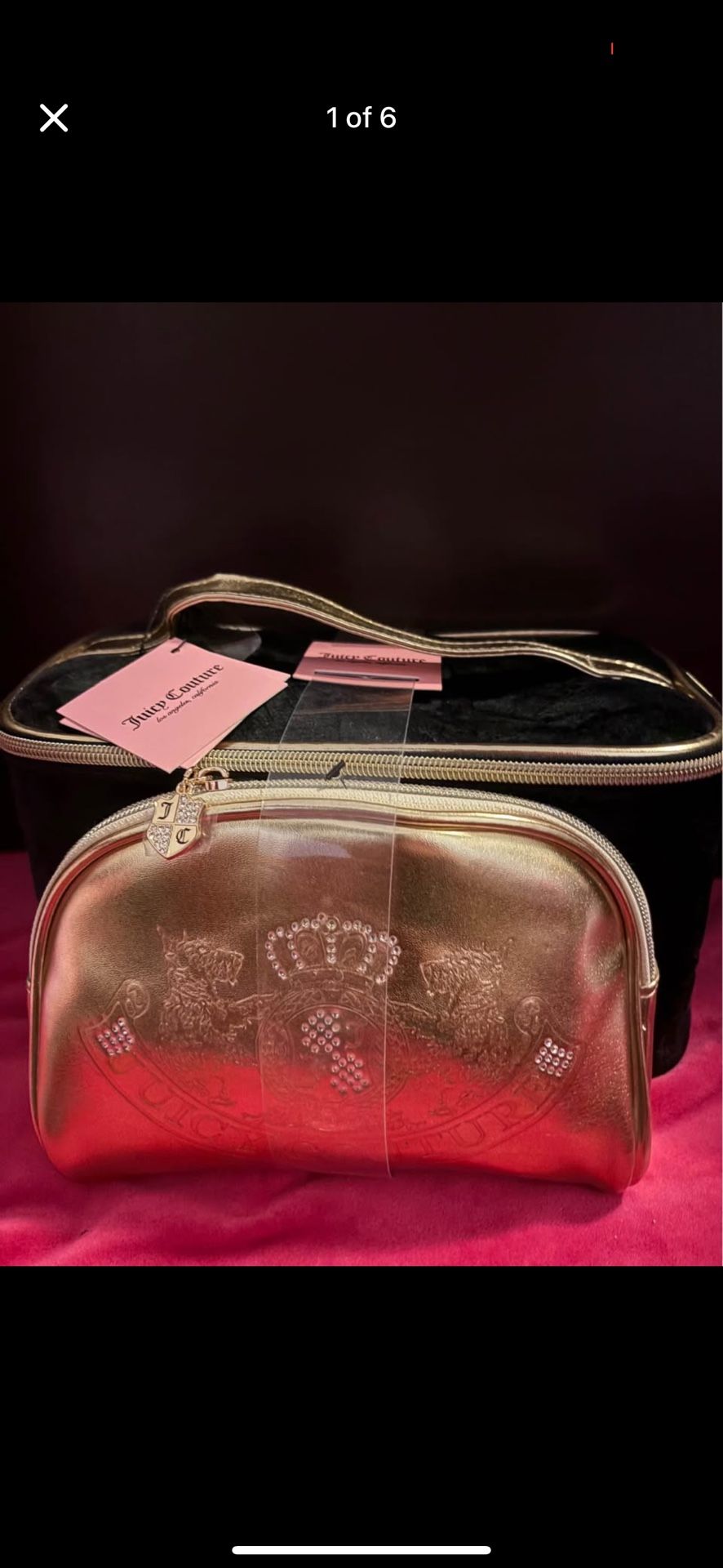 Juicy Couture travel cosmetic bag black With Gold bag