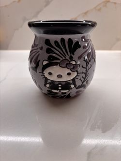 Talavera Hello Kitty-Style Clay Cup – Mexican Pottery
