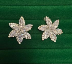 Sparkling floral crystal statement earrings