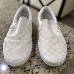 Vans Slip-On Skate White & Reflective Checkerboard Skate Shoes