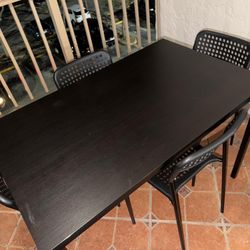 SANDSBERG Table and 4 chairs, black, 43 1/4x26 3/8 "