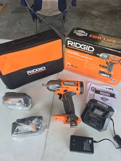 🔥 $170 PRECIO FIRME 🔥RIDGID 18V Cordless 1/2 in. Impact Wrench Kit with (2) 4.0 Ah Batteries, Charger and Carry Bag