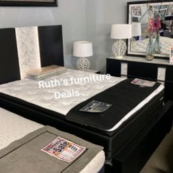 4-pc Bedroom Set: Queen Bed, Dresser, Mirror & Nightstand  ( Mattress Not Included)