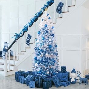 Pre-lit Pencil Artificial Christmas Tree Holiday Decoration Hinged Fir with Incandescent Warm White Lights & PVC Tips, Stand Included