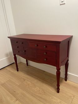 Red hallway table