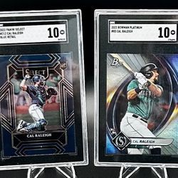 2 Cal Raleigh Rookie Cards Seattle Mariners   Grade SGC 10 