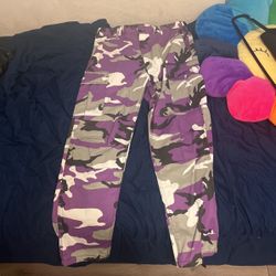 Purple Camo Cargo Pants