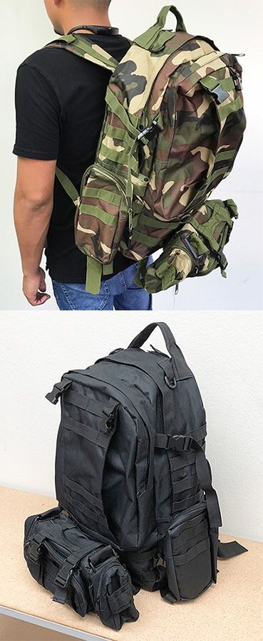 New in box $25 each 55L Outdoor Sport Bag Camping Hiking School Backpack (Black or Camouflage)