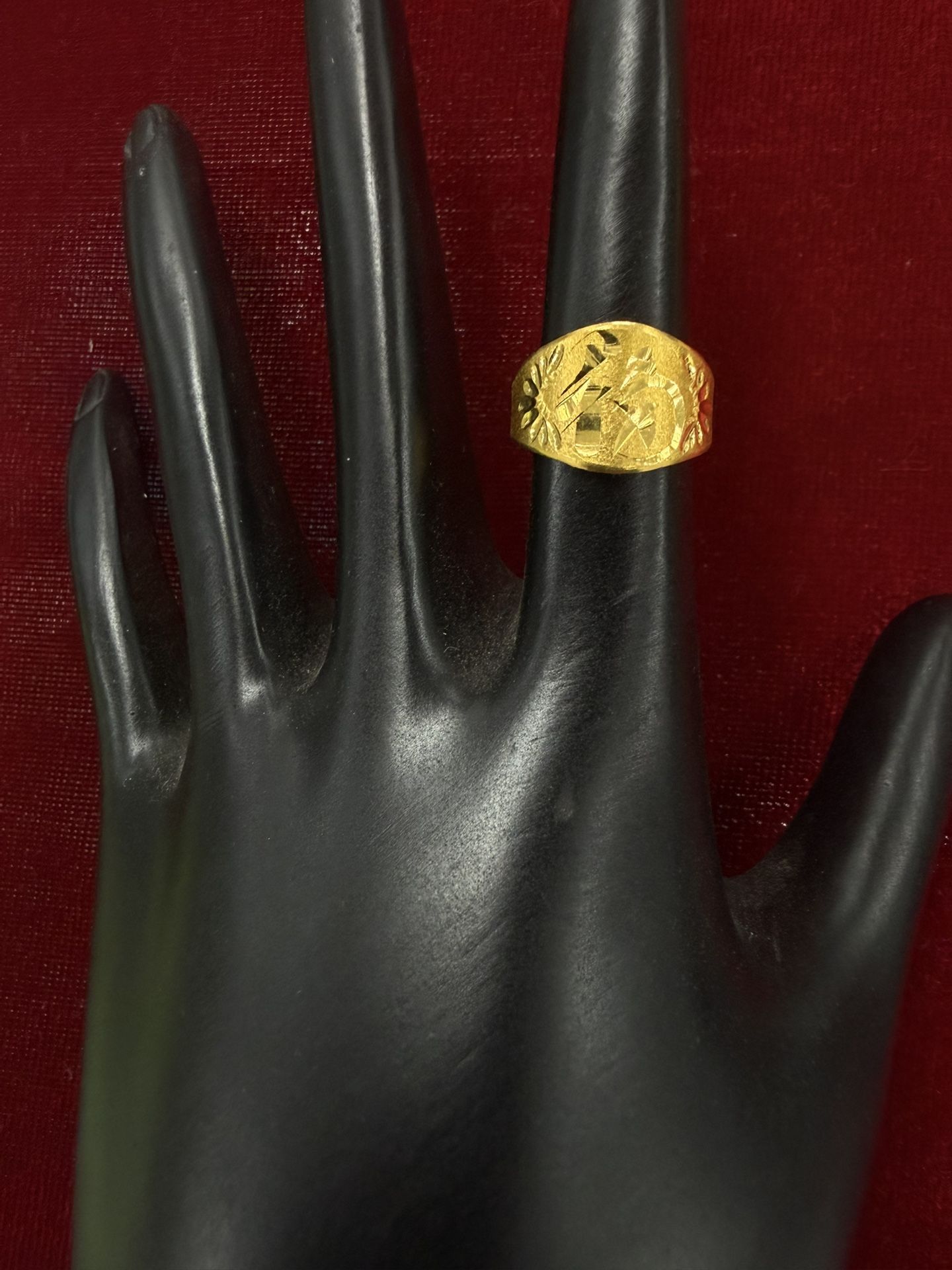 24kt .999 Solid Gold Ring Adjustable Size Diamond Cut