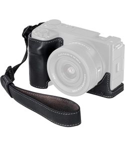 SMALLRIG Camera Leather Case with Wrist Strap for Sony ZV-E10 II, Vintage Style Leather Camera Half Case Kit