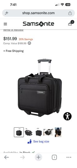 New- Never used Samsonite two wheel computer and clothing rolling bag