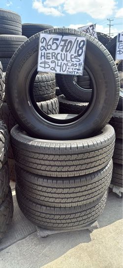 265/70/18 HERCULES USED TIRES FREE INSTALLATION AND HIGH SPEED BALANCE