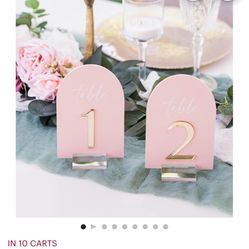 Pink White And Gold Table Numbers 