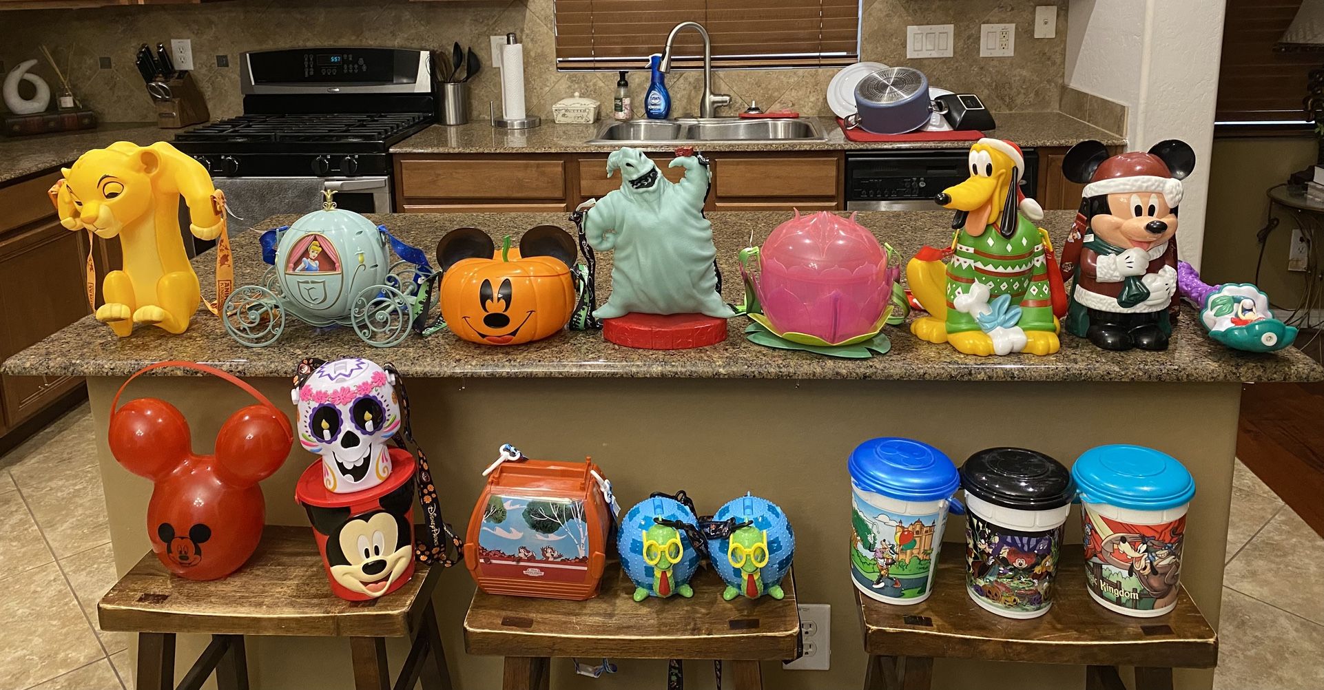 Brand new Disney parks exclusive popcorn buckets. $40 each or all for $400. Price is firm. :) Higley and ray.