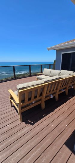 New TEAK Outdoor Patio Wood Furniture Lounge Sunbrella Sectional 