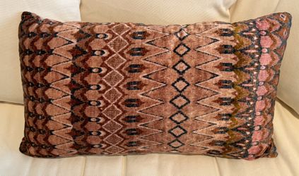 World  Market Coral Multicolor Velvet ZigZag Lumbar Pillow