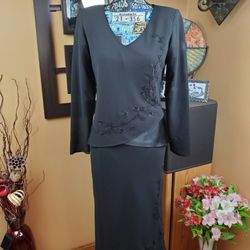 DRESSBARN BLACK SHEER & SATIN BEADED SKIRT & TOP SET!