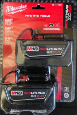 Milwaukee M18 RED LITHIUM XC 5.0 Ah Batteries